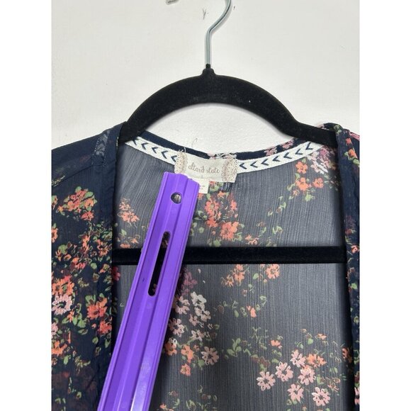 Altar'd State Kimono Womens  Navy Blue Floral Print Open Front Long Size Large - Picture 3 of 8